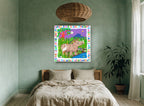 Rhino Wishing Star animal canvas print on the wall of a bedroom