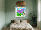 Purple Cow Poem animal canvas print on the wall of a bedroom