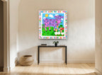 Purple Cow Poem animal canvas print on the wall of a hallway