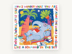 Stargazing Elephant Rhyme, elephant twinkle twinkle nursery illustration, animal canvas wall art print, front view
