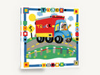 Waving Truck Driver, red blue truck kids illustration, kids canvas wall art print ready to hang