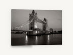 Tower Bridge Dusk Sepia, tower bridge london black and white photograph, city canvas wall art print ready to hang
