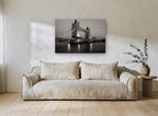 Tower Bridge Dusk Sepia city canvas print on the wall of a living room