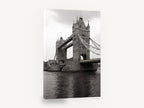 Tower Bridge Grey Sky, tower bridge london black and white photograph, city canvas wall art print ready to hang
