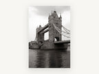 Tower Bridge Grey Sky, tower bridge london black and white photograph, city canvas wall art print, front view