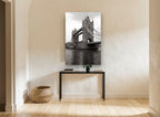 Tower Bridge Grey Sky city canvas print on the wall of a hallway