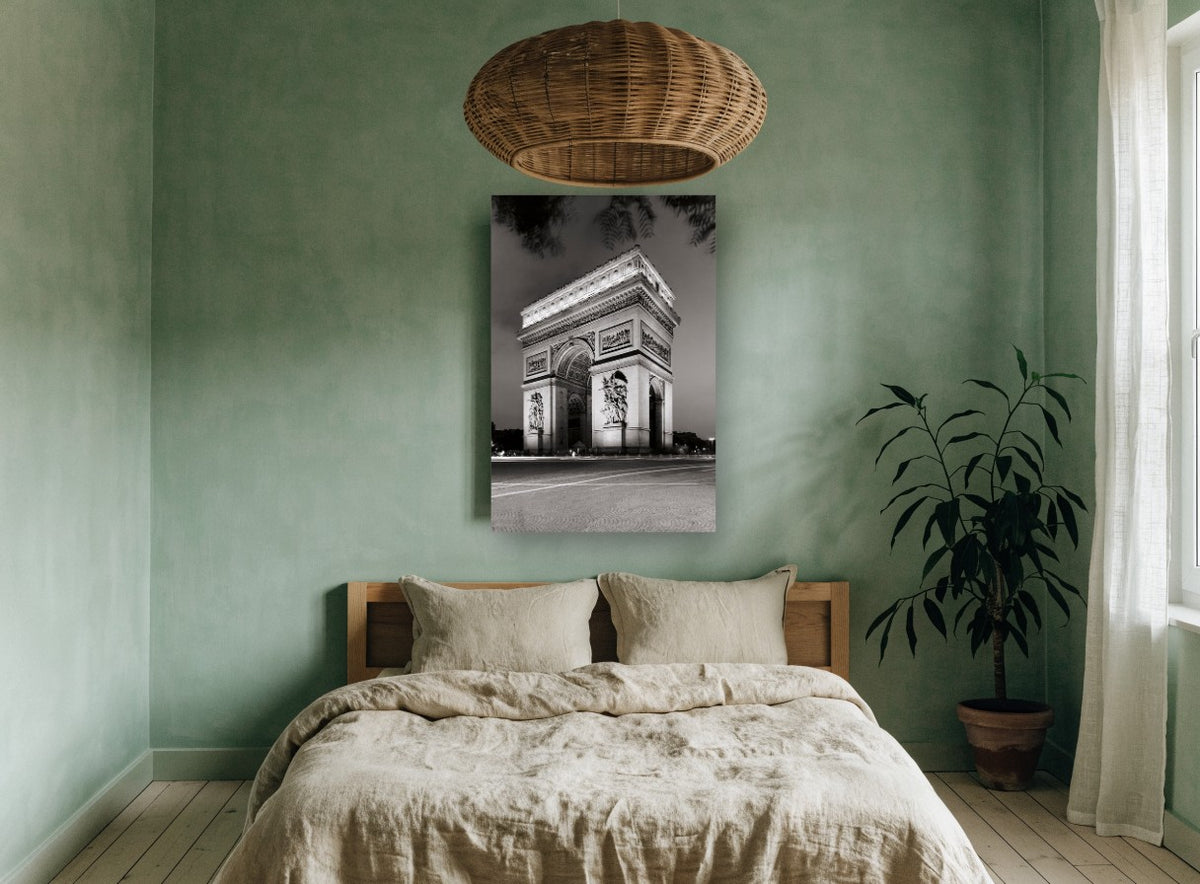 Arc de Triomphe Dusk city canvas print on the wall of a bedroom