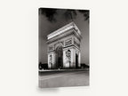 Arc de Triomphe Dusk, arc de triomphe black and white photograph, city canvas wall art print ready to hang