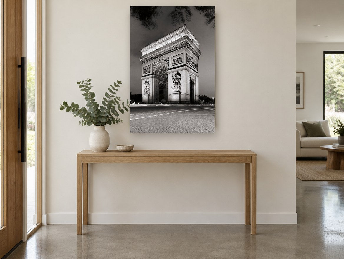 Arc de Triomphe Dusk city canvas print on the wall of a entry hall