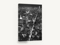 Manhattan After Dark, new york night aerial black and white photograph, city canvas wall art print ready to hang
