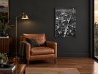 Manhattan After Dark city canvas print on the wall of a charcoal living room
