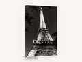 Eiffel Tower Aglow, eiffel tower at night black and white photograph, city canvas wall art print ready to hang