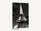 Eiffel Tower Aglow, eiffel tower at night black and white photograph, city canvas wall art print ready to hang
