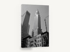 Chrysler Spire Upward, chrysler building black and white photograph, city canvas wall art print ready to hang