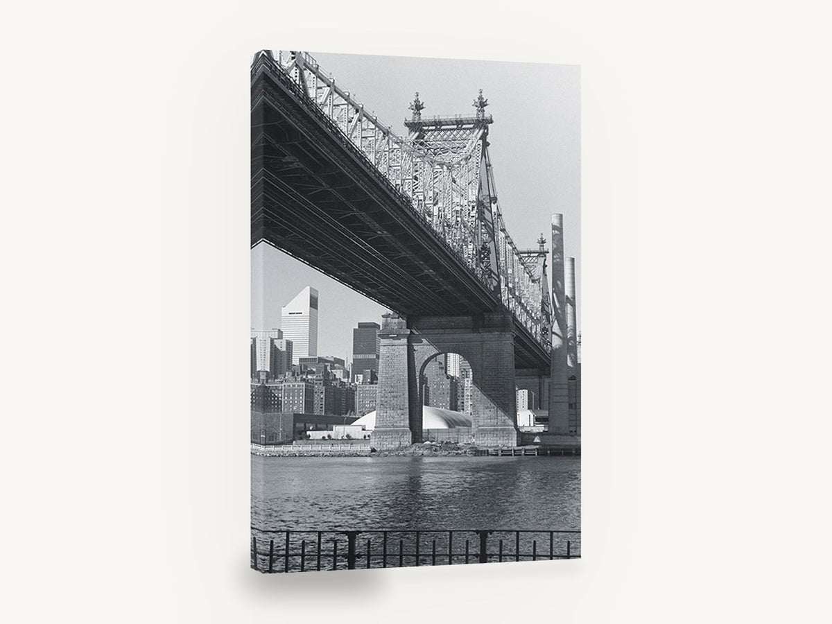 Queensboro Bridge Underside, queensboro bridge black and white photograph, city canvas wall art print ready to hang
