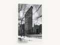 Flatiron in Winter, flatiron building winter black and white photograph, city canvas wall art print ready to hang