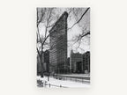 Flatiron in Winter, flatiron building winter black and white photograph, city canvas wall art print, front view