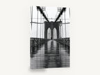 Rainy Day Crossing, brooklyn bridge rain black and white photograph, city canvas wall art print ready to hang