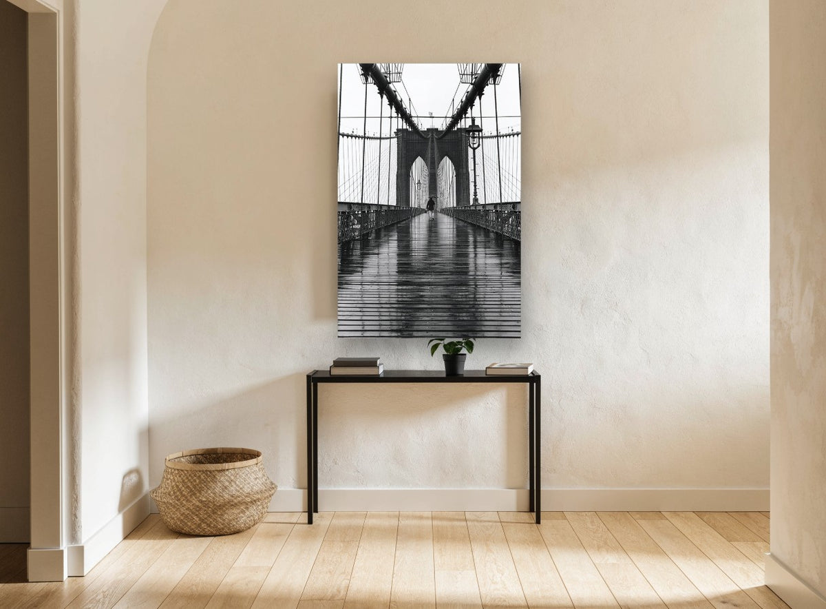 Rainy Day Crossing city canvas print on the wall of a hallway