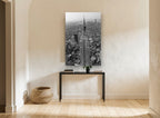 Empire State Aerial city canvas print on the wall of a hallway