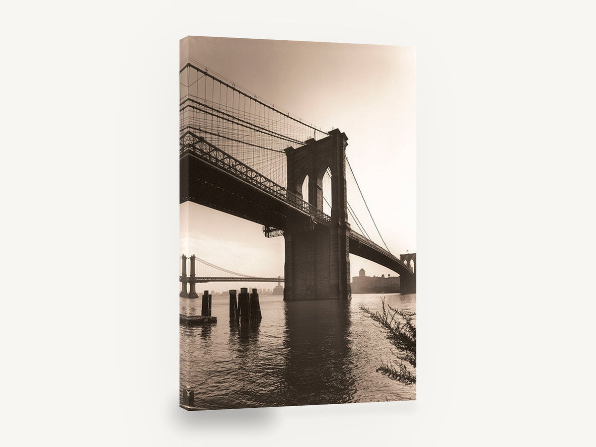 Brooklyn Bridge Sepia Tower, brooklyn bridge sepia photograph, city canvas wall art print ready to hang