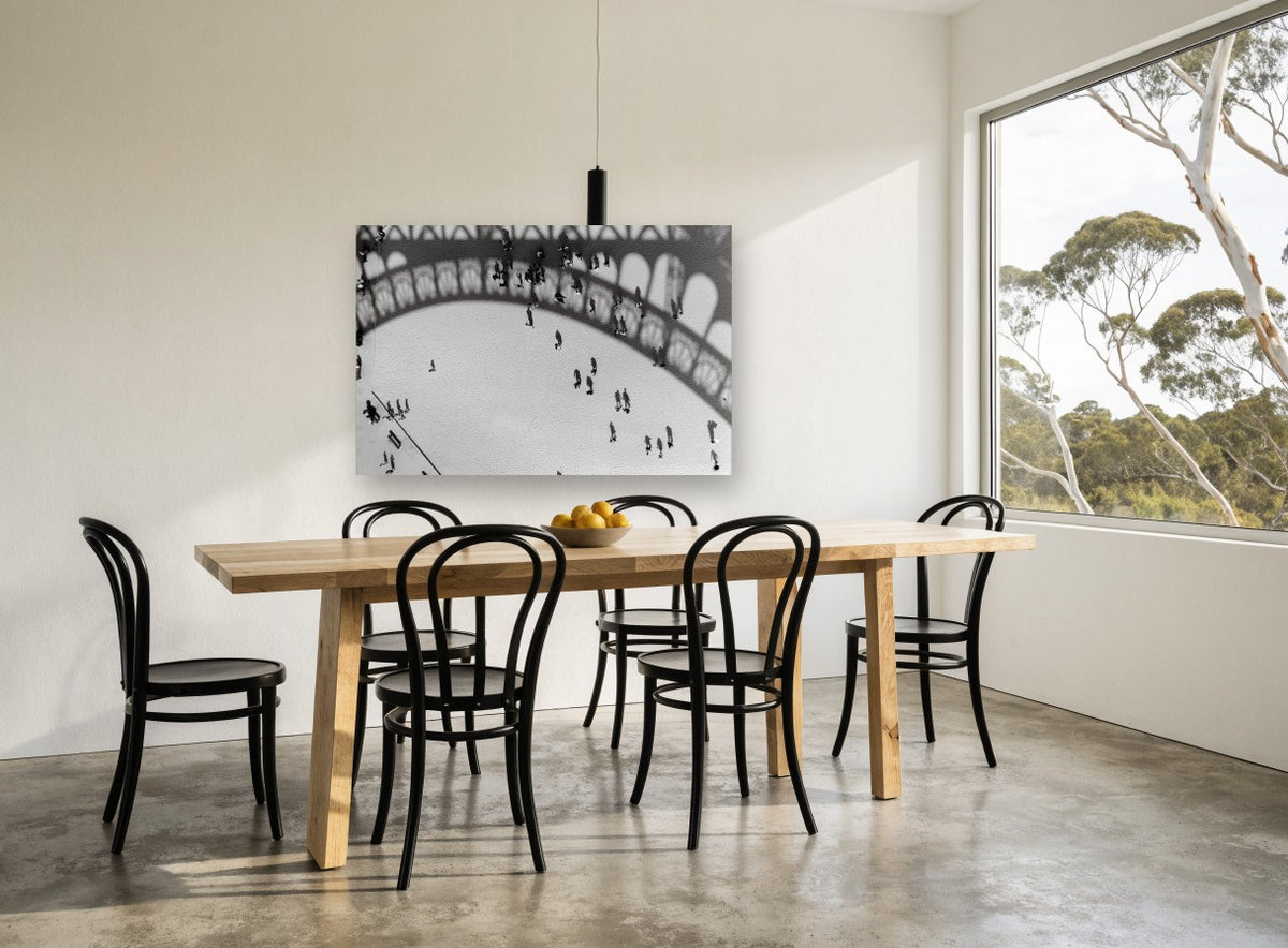 Eiffel Shadow Plaza city canvas print on the wall of a dining room