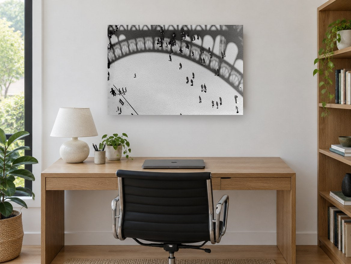 Eiffel Shadow Plaza city canvas print on the wall of a study