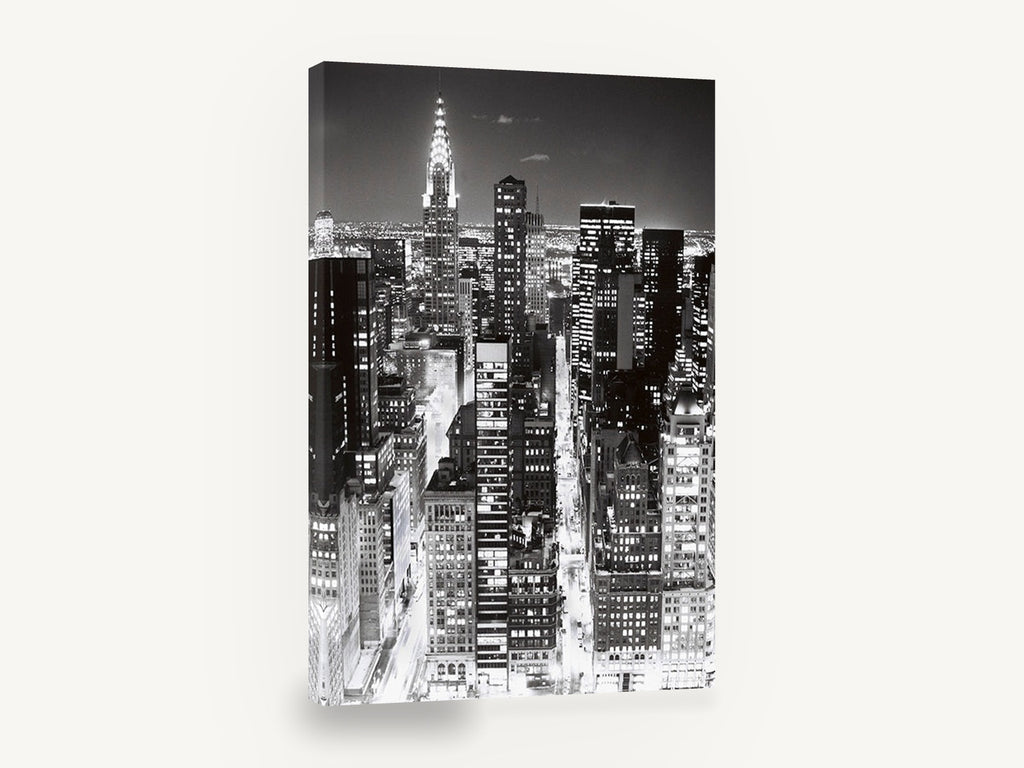 Midtown After Dark, new york chrysler building night photograph, city canvas wall art print ready to hang