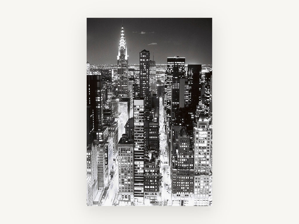 Midtown After Dark, new york chrysler building night photograph, city canvas wall art print, front view