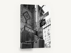 Broadway and Wall Street, broadway wall street sign black and white photograph, city canvas wall art print ready to hang