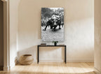 Charging Bull Study city canvas print on the wall of a hallway