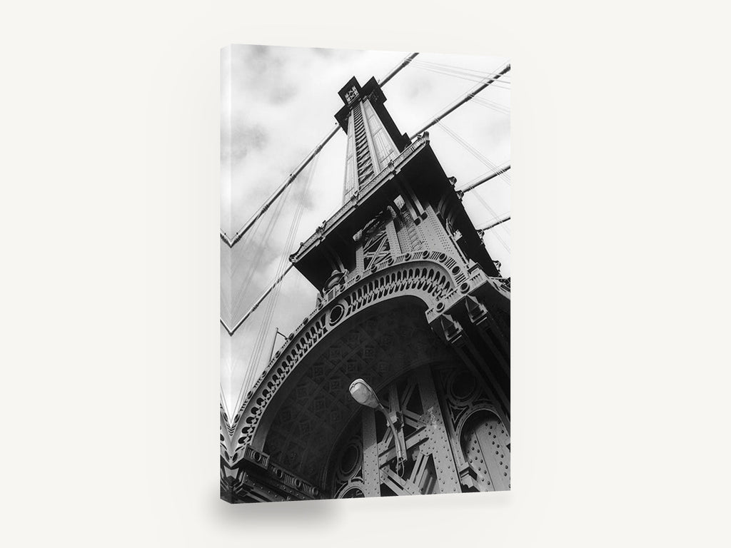Manhattan Bridge Tower, manhattan bridge tower black and white photograph, city canvas wall art print ready to hang