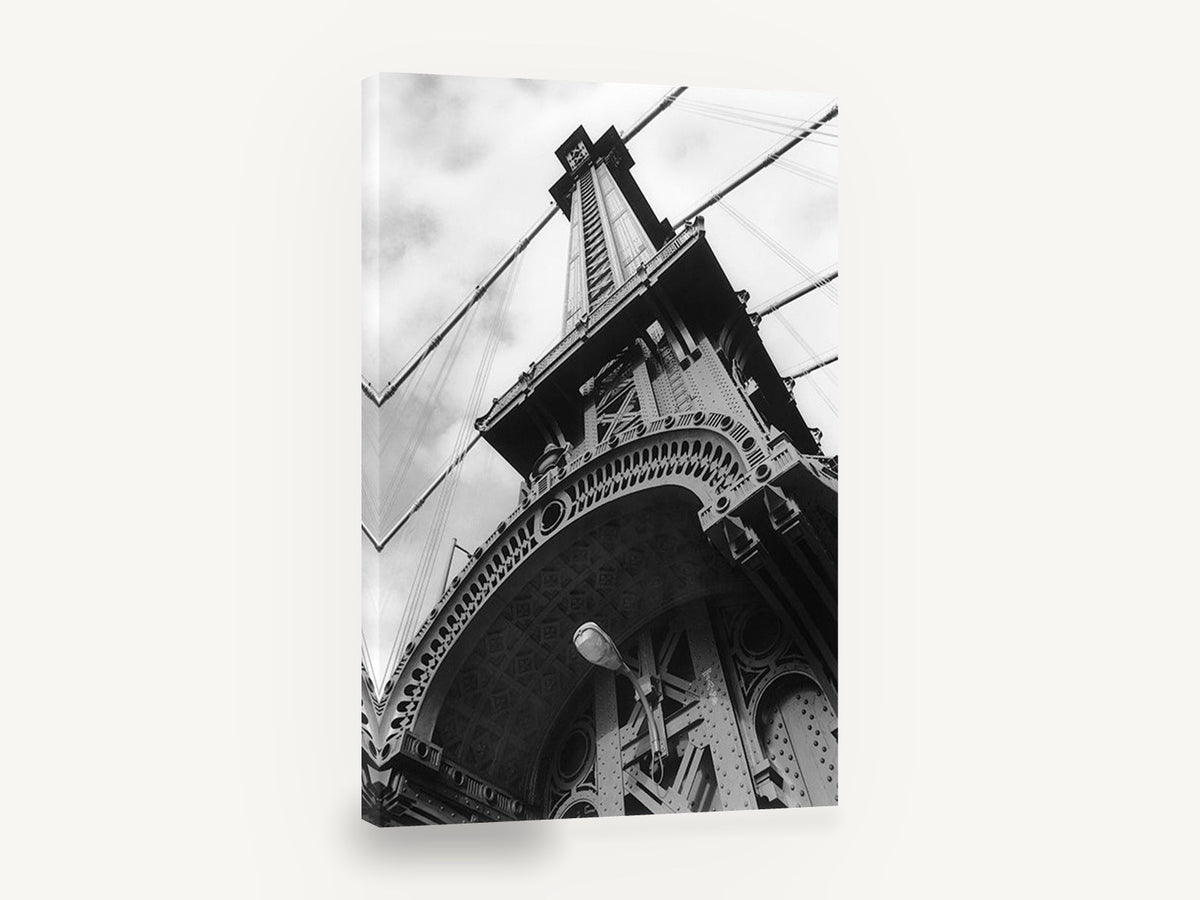 Manhattan Bridge Tower, manhattan bridge tower black and white photograph, city canvas wall art print ready to hang