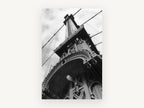 Manhattan Bridge Tower, manhattan bridge tower black and white photograph, city canvas wall art print, front view
