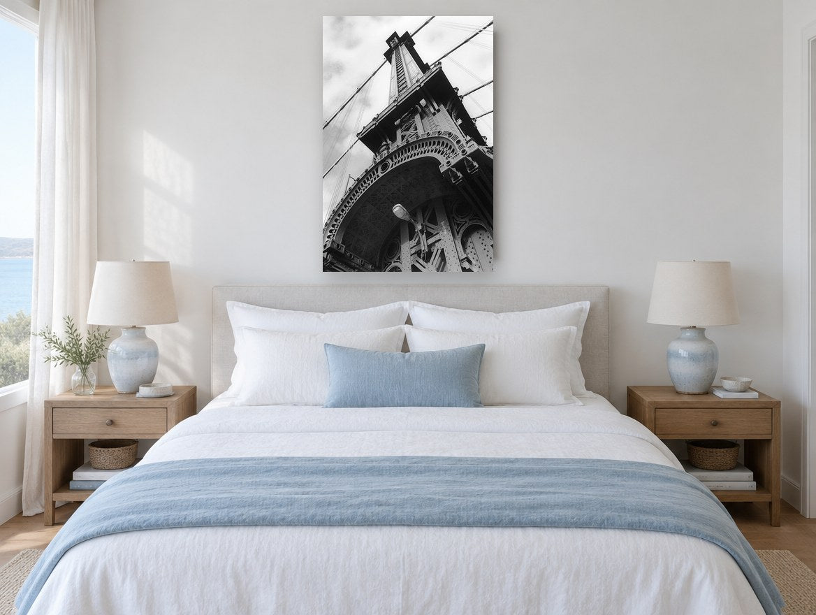 Manhattan Bridge Tower city canvas print on the wall of a bedroom