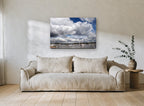 Harbour Under Cumulus coastal canvas print on the wall of a living room