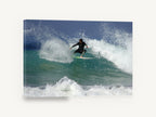 Surfer Carving the Lip, surfer carving green wave photograph, coastal canvas wall art print ready to hang