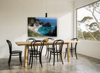Waterfall Cove Lookout coastal canvas print on the wall of a dining room