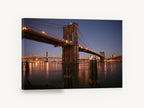 Brooklyn Bridge Twilight Glow, brooklyn bridge at twilight photograph, city canvas wall art print ready to hang