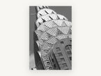 Chrysler Crown Rising, chrysler building crown black and white photograph, city canvas wall art print, front view