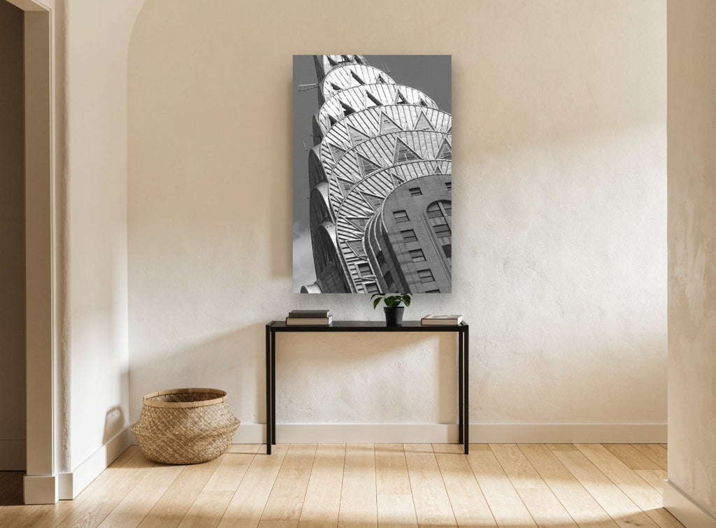 Chrysler Crown Rising city canvas print on the wall of a hallway
