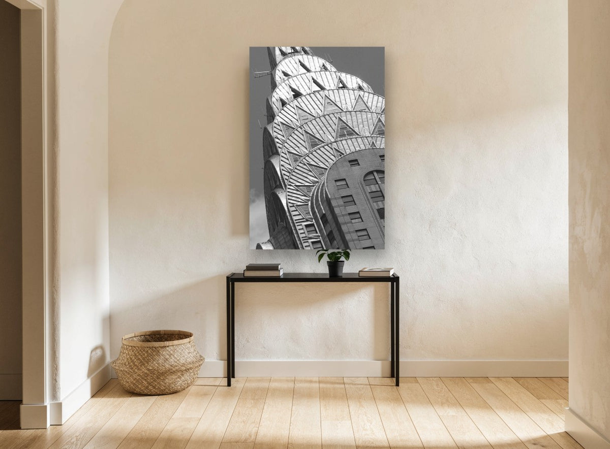 Chrysler Crown Rising city canvas print on the wall of a hallway