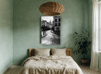 Wet Cobbles of Montmartre city canvas print on the wall of a bedroom
