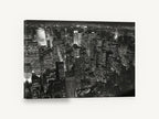 Midtown Monochrome Manhattan Glow, new york night skyline black and white photograph, city canvas wall art print ready to hang