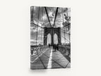 Brooklyn Bridge Walkway, brooklyn bridge black and white photograph, city canvas wall art print ready to hang