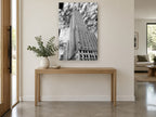 Empire State Looking Up city canvas print on the wall of a entry hall