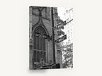 Wall Street Corner Signs, wall street broadway signs black and white photograph, city canvas wall art print ready to hang