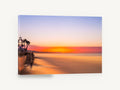 Glassy Dawn Shoreline, orange sunrise beach photograph, coastal canvas wall art print ready to hang