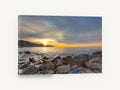 Sunrise Over Rocky Shore, sunrise rocky beach seascape photograph, coastal canvas wall art print ready to hang
