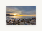 Sunrise Over Rocky Shore, coastal canvas wall art print, front view